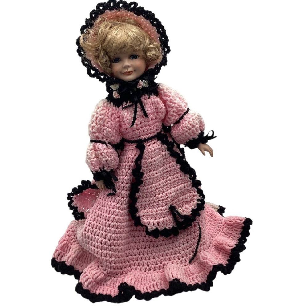 19”Porcelain Doll Blonde Curly Hair Vintage Collectible
